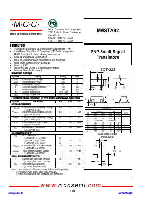 MMSTA92 Datasheet PDF Micro Commercial Components