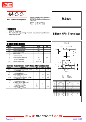 MJ423 Datasheet PDF Micro Commercial Components