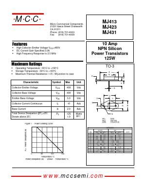 MJ413 Datasheet PDF Micro Commercial Components