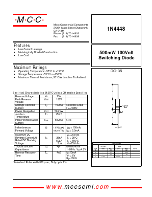 1N4448 Datasheet PDF Micro Commercial Components