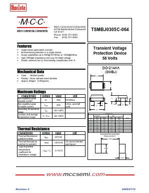 TSMBJ0305C-064 Datasheet PDF Micro Commercial Components