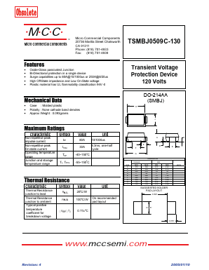 TSMBJ0509C-130 Datasheet PDF Micro Commercial Components