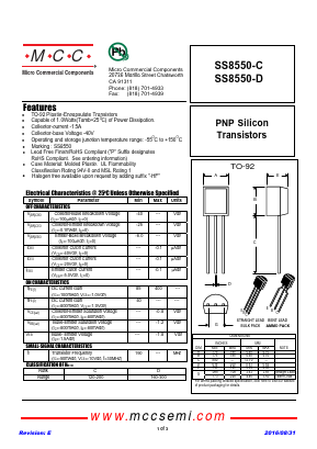 SS8550-D Datasheet PDF Micro Commercial Components