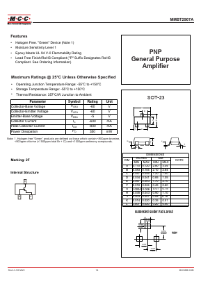 MMBT2907A-TP Datasheet PDF Micro Commercial Components