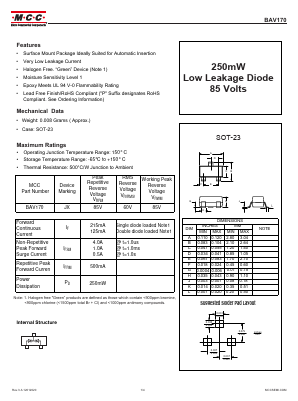 BAV170-TP Datasheet PDF Micro Commercial Components