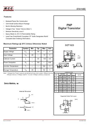 DTA114EE Datasheet PDF Micro Commercial Components