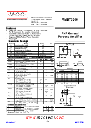 MMBT3906 Datasheet PDF Micro Commercial Components