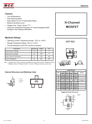 2SK3019-TP Datasheet PDF Micro Commercial Components