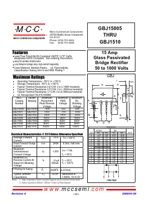 GBJ1510-BP Datasheet PDF Micro Commercial Components