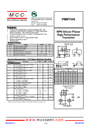 FMMT449-TP-HF Datasheet PDF Micro Commercial Components
