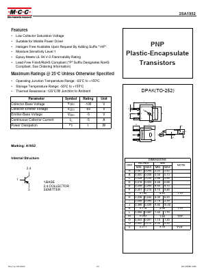 2SA1952-TP Datasheet PDF Micro Commercial Components