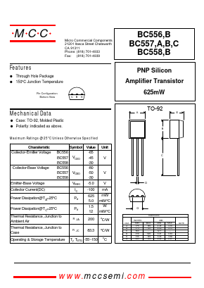 BC556 Datasheet PDF Micro Commercial Components