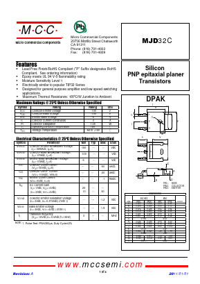 MJD32C Datasheet PDF Micro Commercial Components