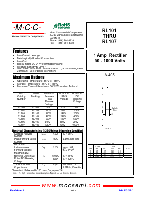 RL101-TP Datasheet PDF Micro Commercial Components