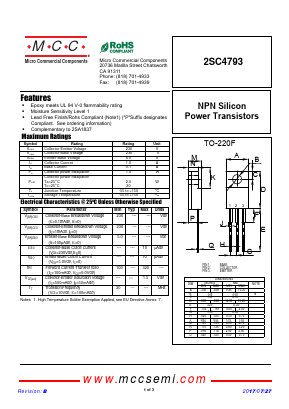 2SC4793 Datasheet PDF Micro Commercial Components
