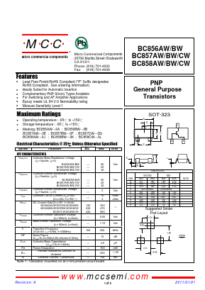 BC856AW Datasheet PDF Micro Commercial Components