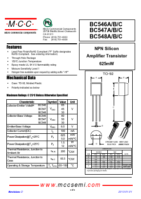 BC546B-AP-HF Datasheet PDF Micro Commercial Components