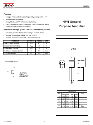 2N3904-BP-HF Datasheet PDF Micro Commercial Components