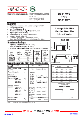 B5817WS-TP Datasheet PDF Micro Commercial Components