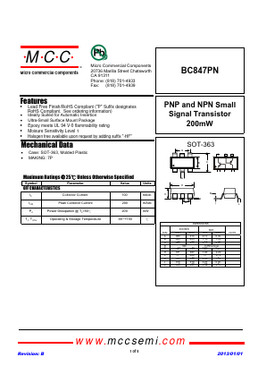 BC847PN Datasheet PDF Micro Commercial Components