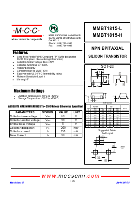 MMBT1815-H-TP Datasheet PDF Micro Commercial Components