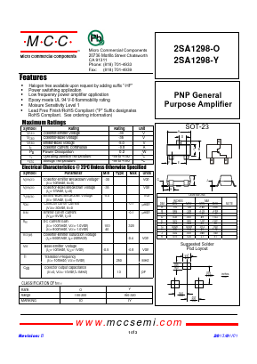 2SA1298-O Datasheet PDF Micro Commercial Components