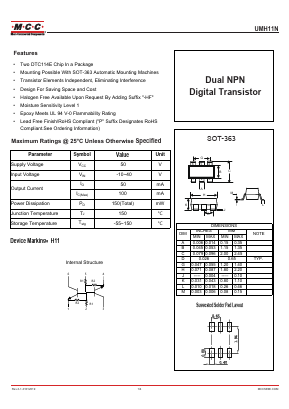 UMH11N Datasheet PDF Micro Commercial Components