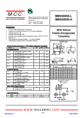 MMSS8050-H Datasheet PDF Micro Commercial Components