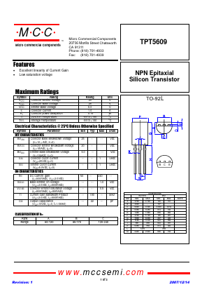 TPT5609 Datasheet PDF Micro Commercial Components