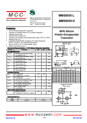 MMS8050-L Datasheet PDF Micro Commercial Components