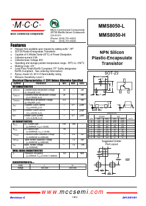 MMS8050-H Datasheet PDF Micro Commercial Components