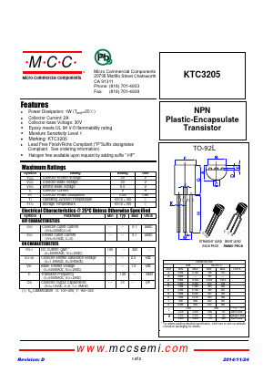 KTC3205-BP Datasheet PDF Micro Commercial Components