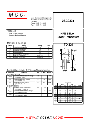 2SC2331 Datasheet PDF Micro Commercial Components