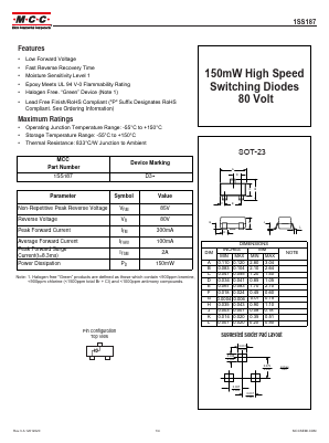 1SS187 Datasheet PDF Micro Commercial Components