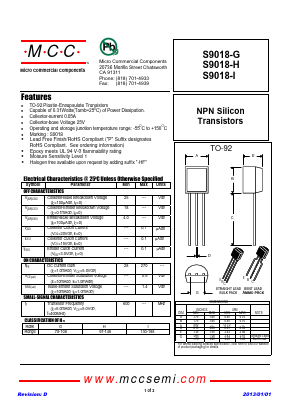 S9018-H-AP Datasheet PDF Micro Commercial Components