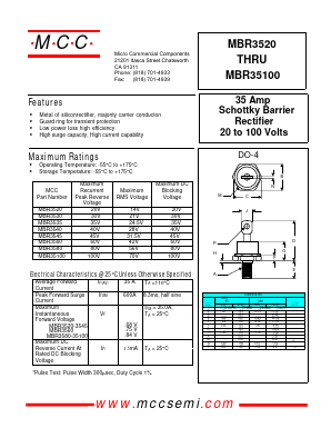 MBR35100 Datasheet PDF Micro Commercial Components