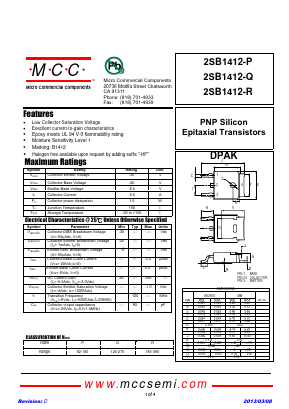 2SB1412-Q Datasheet PDF Micro Commercial Components