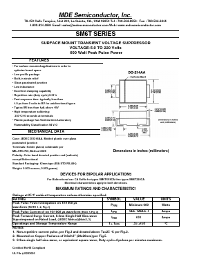 SM6T68A Datasheet PDF MDE Semiconductor, Inc.