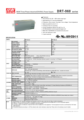 DRT-960-48 Datasheet PDF Mean Well Enterprises Co., Ltd.
