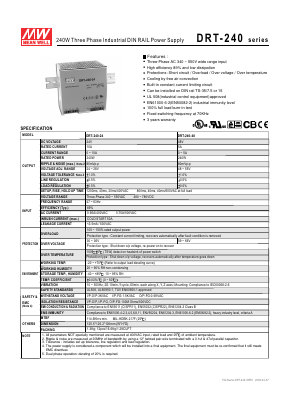 DRT-240 Datasheet PDF Mean Well Enterprises Co., Ltd.