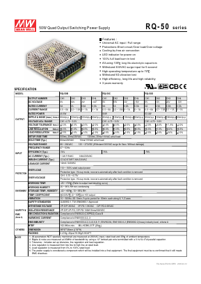 RQ-50 Datasheet PDF Mean Well Enterprises Co., Ltd.