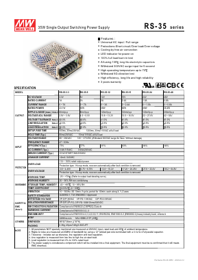 RS-35-3.3 Datasheet PDF Mean Well Enterprises Co., Ltd.