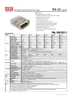 RS-35-24 Datasheet PDF Mean Well Enterprises Co., Ltd.