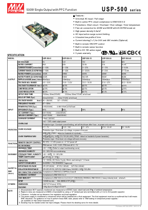 USP-500-5 Datasheet PDF Mean Well Enterprises Co., Ltd.