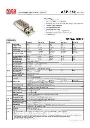 ASP-150-12 Datasheet PDF Mean Well Enterprises Co., Ltd.