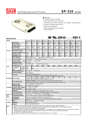 SP-320-12 Datasheet PDF Mean Well Enterprises Co., Ltd.