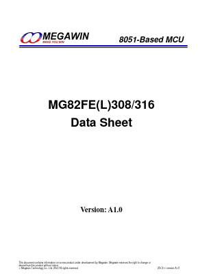 MG82FE308 Datasheet PDF Megawin Technology Co., Ltd
