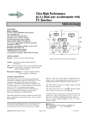 MXC6235XQ Datasheet PDF MEMSIC Semiconductor (Tianjin) Co., Ltd.