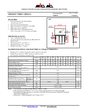 GBJ6005 Datasheet PDF Master Instrument Corporation