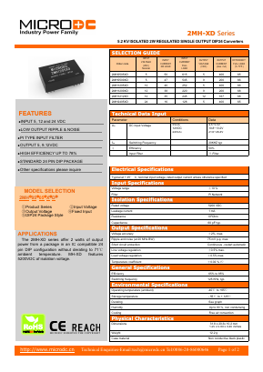 MH-XD-2W Datasheet PDF Microdc power Technology Co., Ltd